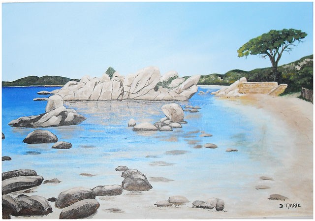 La plage Tamaricciu (Corse) 38 x 55 cm